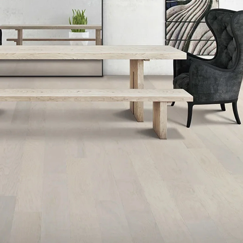 Contemporary wood flooring installed in modern dining room